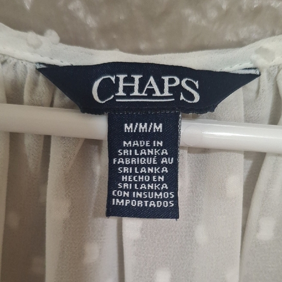 NEW Chaps wome's Ivory Sheer Polka Dot Blouse Size M - Picture 2 of 9
